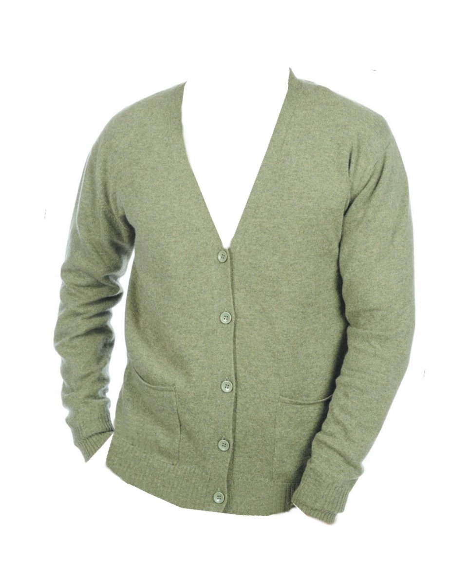 Balldiri 100% Kaschmir V - Strickjacke Herren 2 - fädig - blau meliert - Balldiri