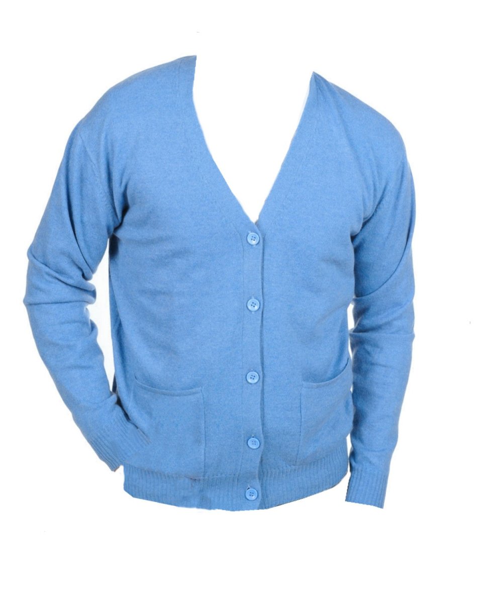 Balldiri 100% Kaschmir V - Strickjacke Herren 2 - fädig - blau meliert - Balldiri