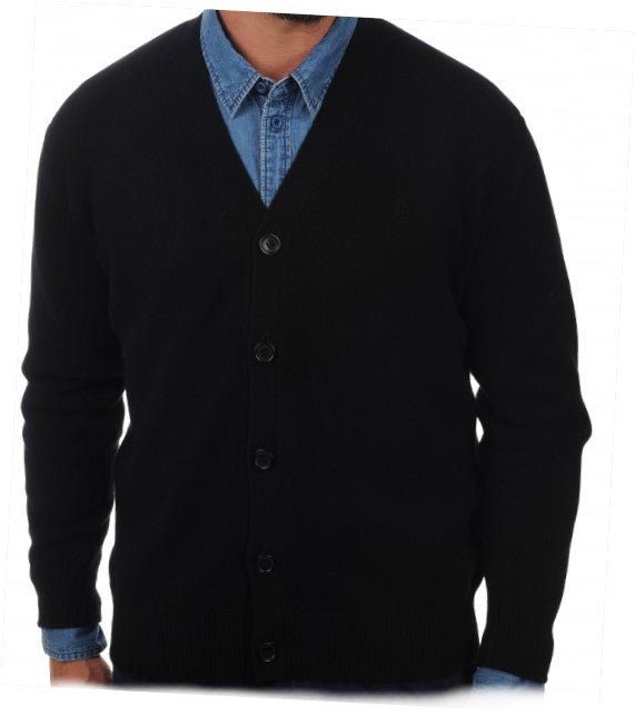 Balldiri 100% Kaschmir V - Strickjacke Herren 4 - fädig - schwarz - Balldiri