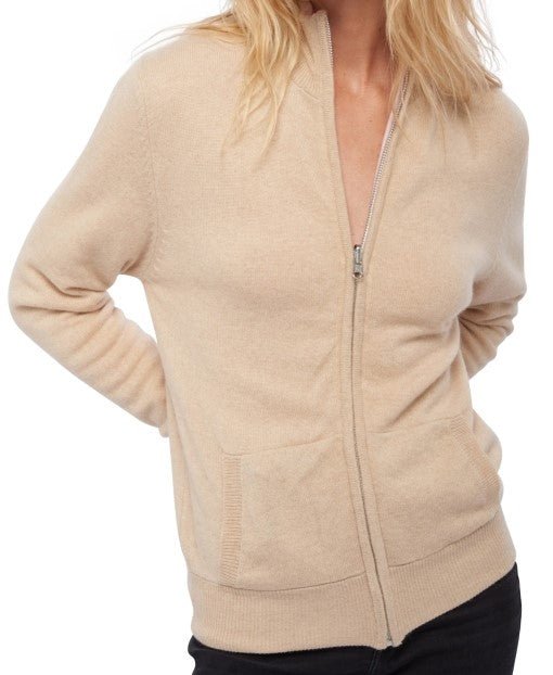 Balldiri 100% Kaschmir Wendejacke Damen 4 - fädig - Stilvoll und Vielseitig - beige / zartrosa - Balldiri