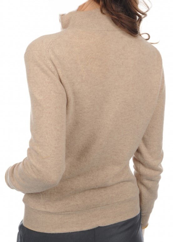 Balldiri 100% Kaschmir Wendejacke Damen 4 - fädig - Stilvoll und Vielseitig - beige / senf - Balldiri
