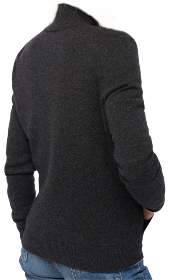 Balldiri 100% Kaschmir Wendejacke Damen 4 - fädig - Stilvoll und Vielseitig - anthrazit / beige - Balldiri
