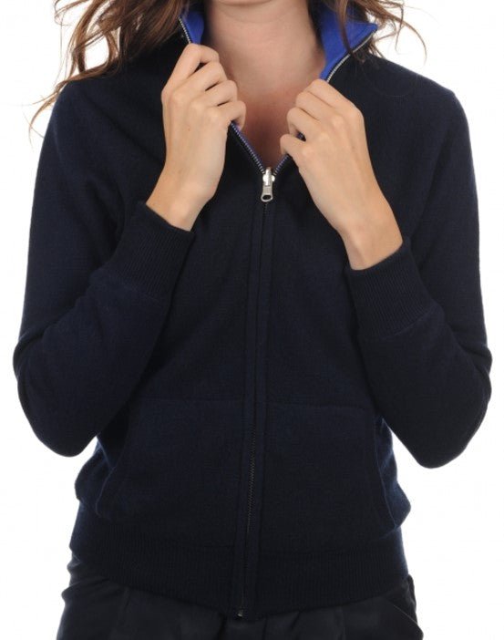 Balldiri 100% Kaschmir Wendejacke Damen 4 - fädig - Stilvoll und Vielseitig - nachtblau / ultramarin - Balldiri
