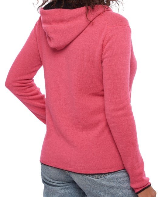 Balldiri 100% Kaschmir Wendejacke Damen mit Kapuze 4 - fädig - hellgrau / türkis - Balldiri