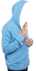 Balldiri 100% Kaschmir Wendejacke Damen mit Kapuze 4 - fädig - azurblau meliert / zartrosa - Balldiri