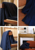 Balldiri 100% Kaschmirdecke 180 x 220 cm – Luxuriöse 6 - fädige Kaschmirdecke 180x220 cm - leuchtendes blau - Balldiri