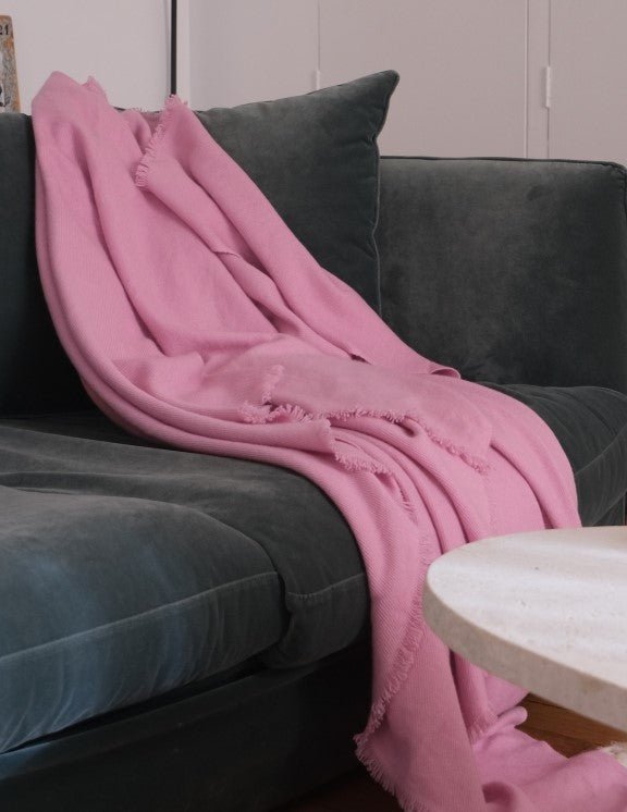Balldiri 100% Kaschmirdecke 220 x 220 cm 6 - fädig - rosa - Balldiri