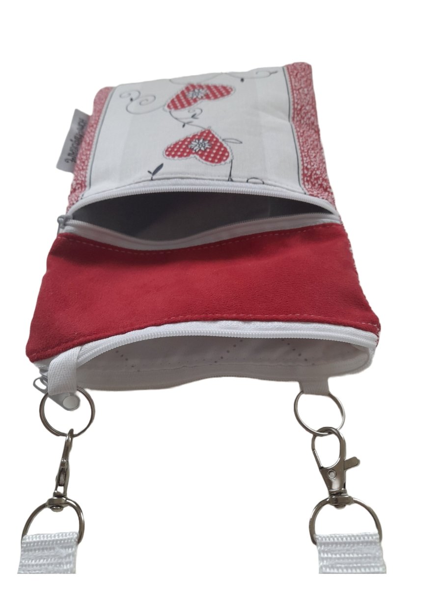 Balldiri Crossbody Bag aus Stoff Handtasche - rot/Herzen - Balldiri