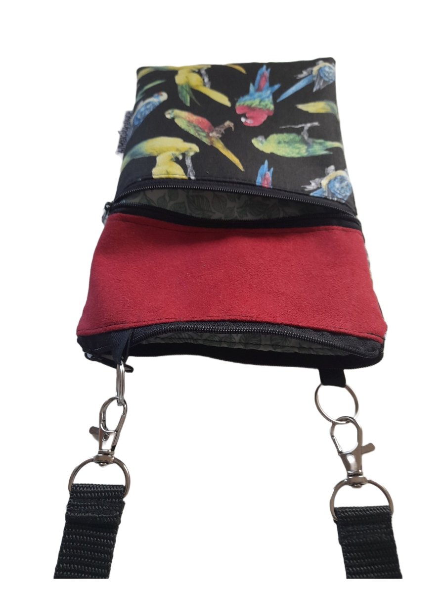 Balldiri Crossbody Bag aus Stoff Handtasche - rot/Papagei - Balldiri