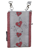 Balldiri Crossbody Bag aus Stoff Handtasche - rot/Herzen - Balldiri