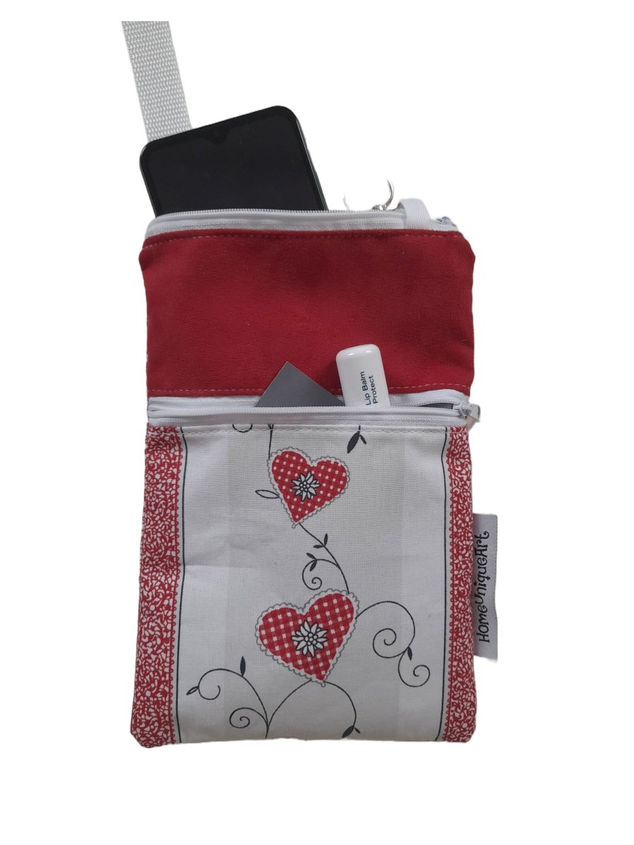 Balldiri Crossbody Bag groß Handtasche Tasche Stoff - Herz - Balldiri