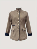 Balldiri Damen Blazer Einreiher Knopfleiste beige elegant - S - Balldiri