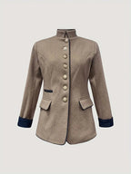 Balldiri Damen Blazer Einreiher Knopfleiste beige elegant - S - Balldiri