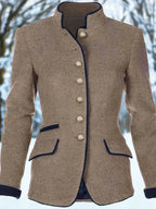 Balldiri Damen Blazer Einreiher Knopfleiste beige elegant - S - Balldiri