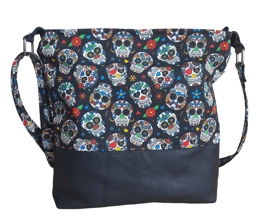 Balldiri Handtasche Crossbody Bag groß - schwarz/Totenkopf - Balldiri