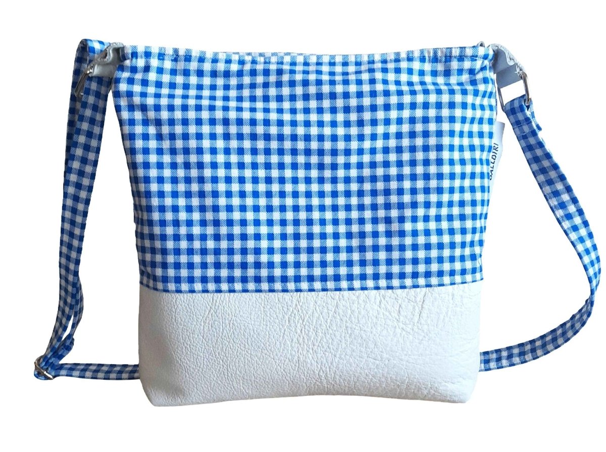 Balldiri Handtasche Crossbody Bag groß - weiß/blau kariert - Balldiri