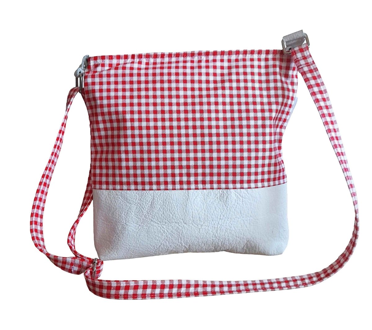 Balldiri Handtasche Crossbody Bag groß - weiß/rot kariert - Balldiri