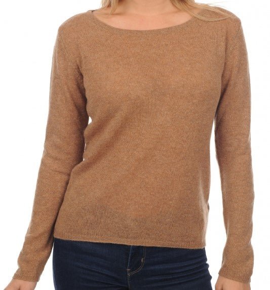 Balldiri Kaschmir Damen Pullover 100% Kaschmir Rundhals 2 - fädig - camel meliert - Balldiri