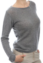 Balldiri Kaschmir Damen Pullover 100% Kaschmir Rundhals 2 - fädig - graubraun - Balldiri