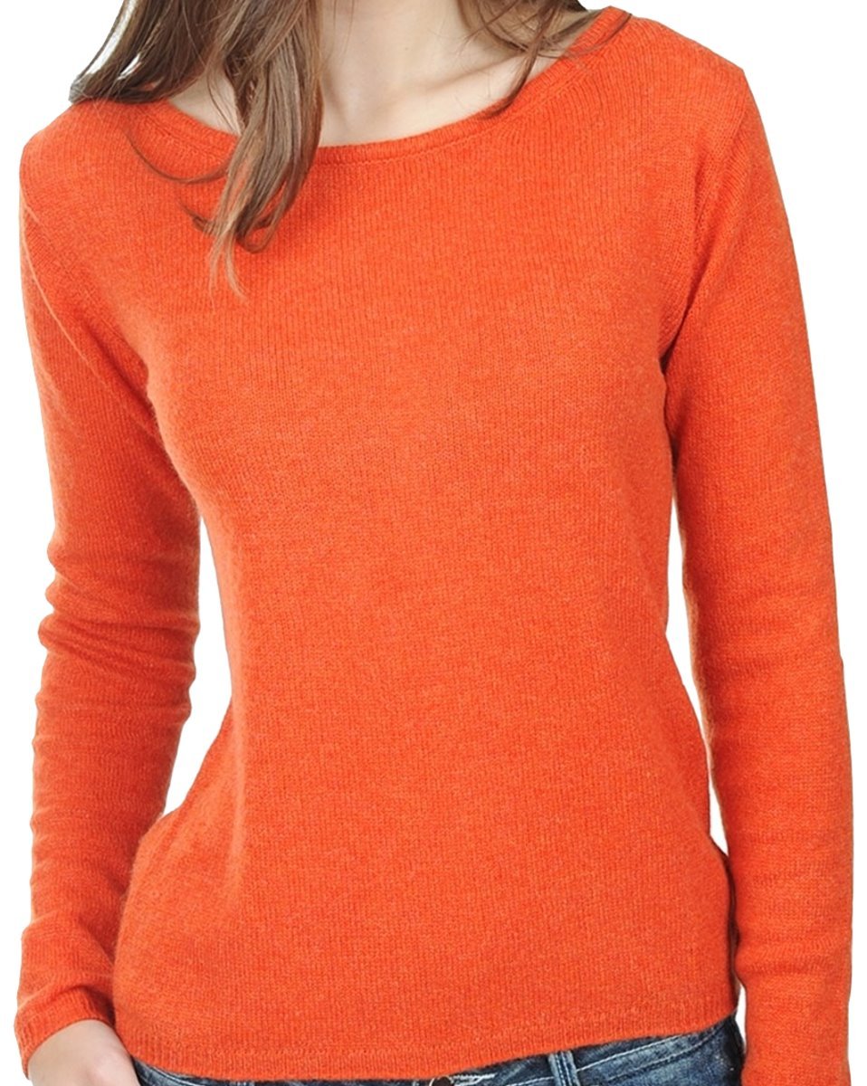 Balldiri Kaschmir Damen Pullover 100% Kaschmir Rundhals 2 - fädig - Orange - Balldiri