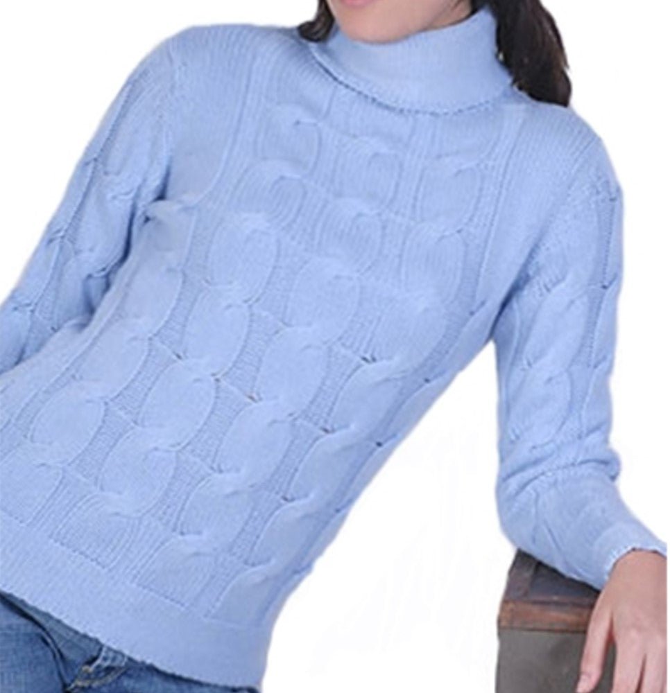 Balldiri Kaschmir Damen Rollkragenpullover 100% 12 - fädig - himmelblau - Balldiri
