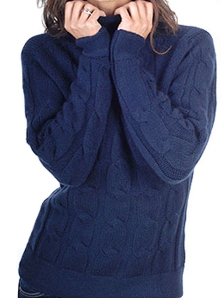 Balldiri Kaschmir Damen Rollkragenpullover 100% 12 - fädig - nachtblau - Balldiri