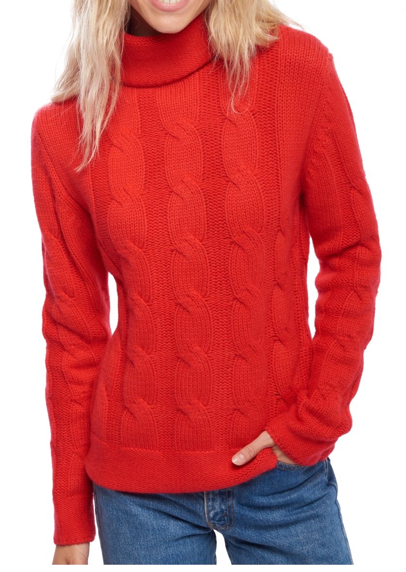 Balldiri Kaschmir Damen Rollkragenpullover 100% 12 - fädig - rouge - Balldiri