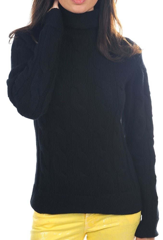 Balldiri Kaschmir Damen Rollkragenpullover 100% 12 - fädig - schwarz - Balldiri