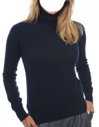 Balldiri Kaschmir Damen Rollkragenpullover 100% Kaschmir mit Bund 2 - fädig - nachtblau - Balldiri