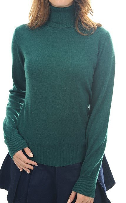 Balldiri Kaschmir Damen Rollkragenpullover 100% Kaschmir mit Bund 2 - fädig - englischgrün - Balldiri