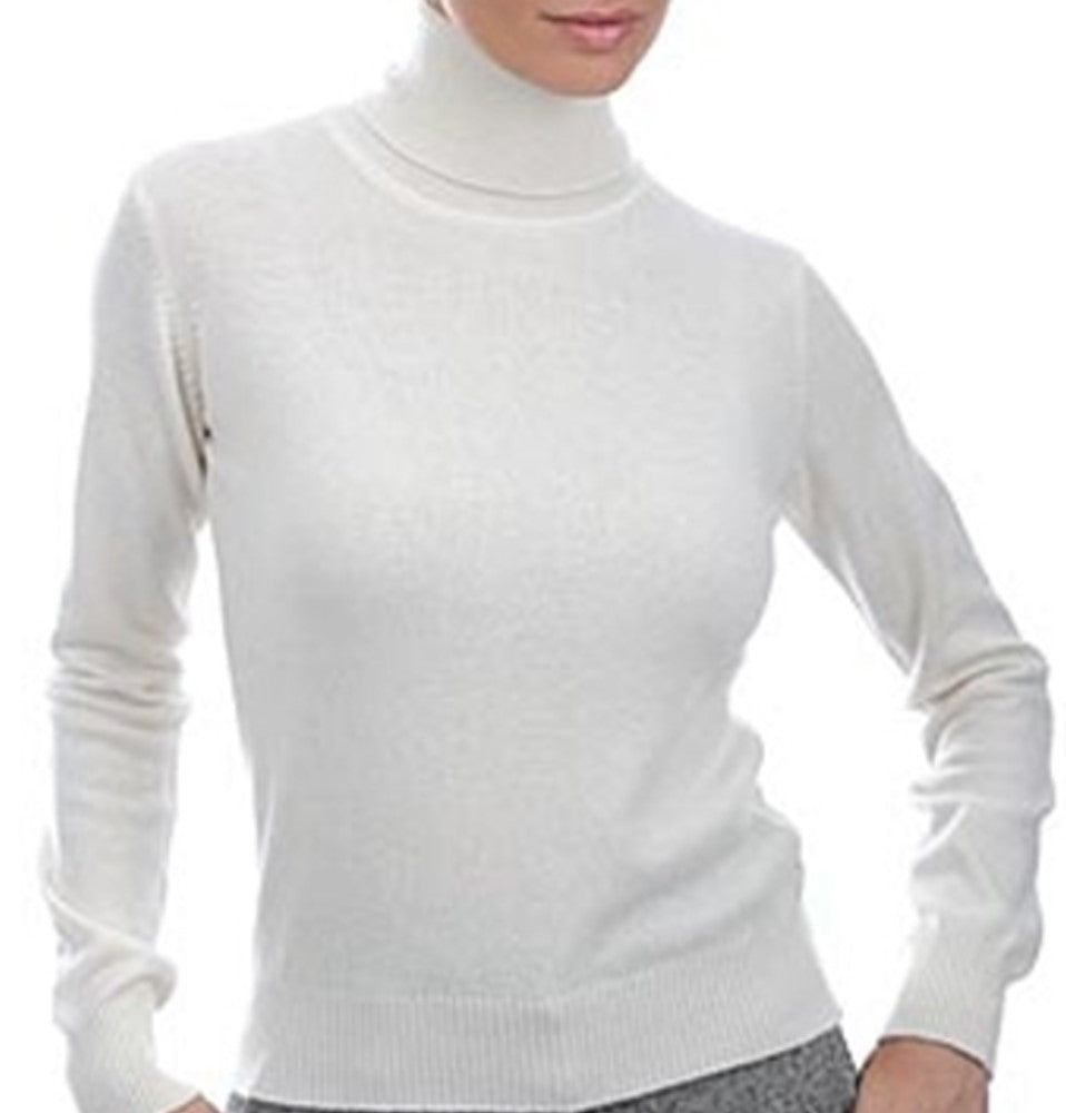 Balldiri Kaschmir Damen Rollkragenpullover 100% Kaschmir mit Bund 2 - fädig - ecru - Balldiri