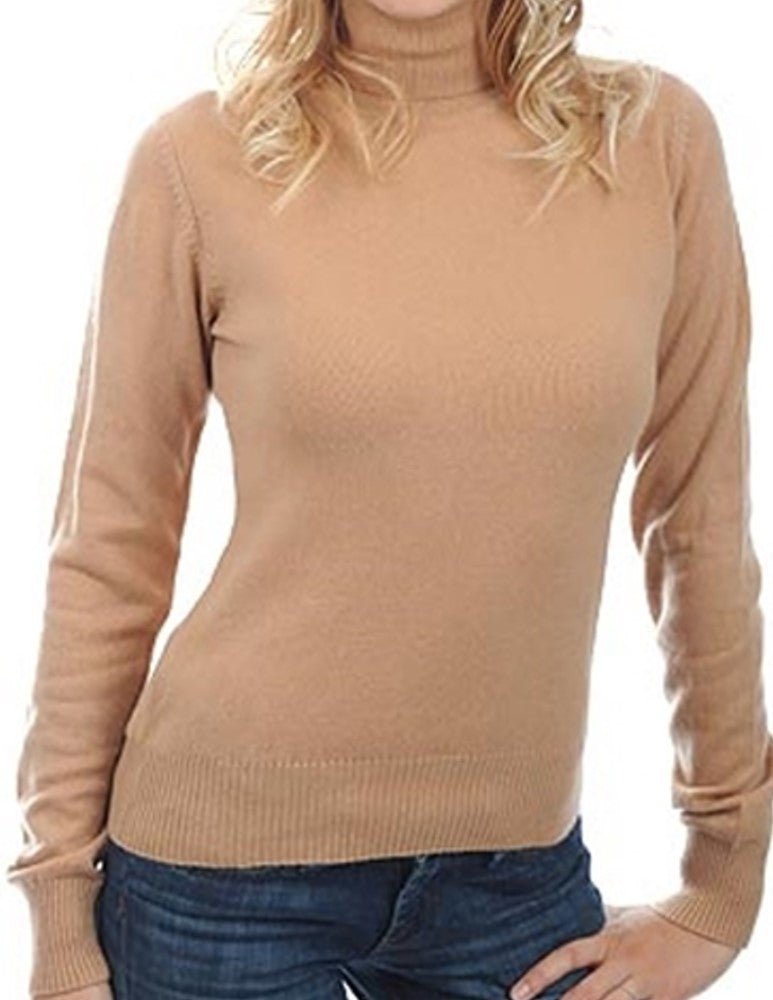 Balldiri Kaschmir Damen Rollkragenpullover 100% Kaschmir mit Bund 2 - fädig - camel - Balldiri