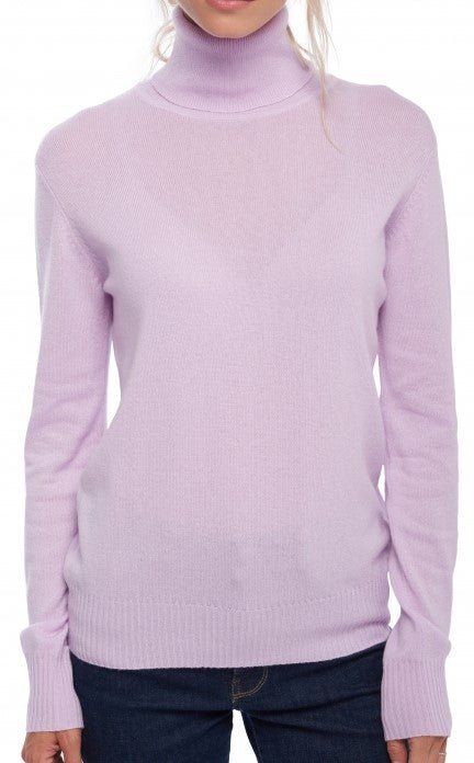 Balldiri Kaschmir Damen Rollkragenpullover 100% Kaschmir mit Bund 2 - fädig - zartes lila - Balldiri