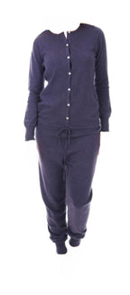 Balldiri Kaschmir Damen Schlafoveralls 100% Kaschmir Rundhals 2 - fädig - brombeere - Balldiri
