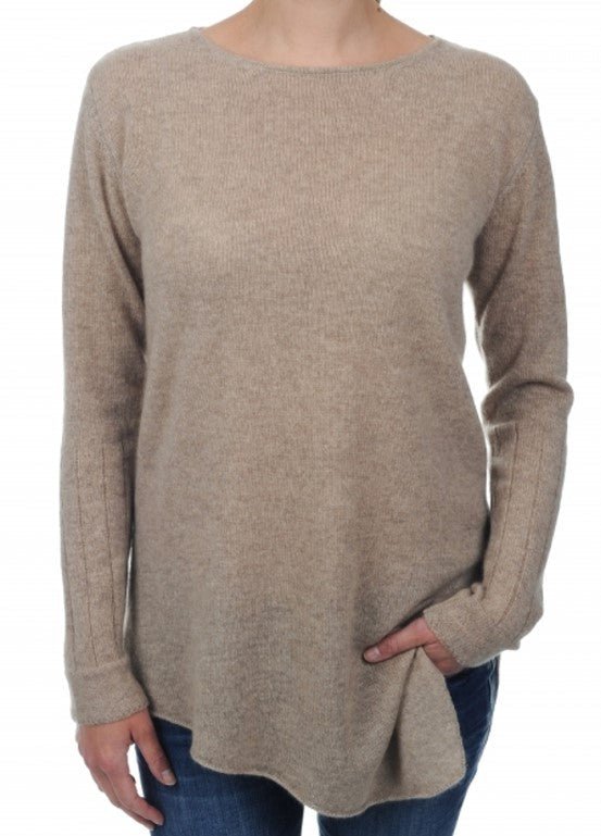 Balldiri Kaschmir Damen Tunika rundhals 4 fädig - 100% Kaschmir Qualität - naturbraun - Balldiri
