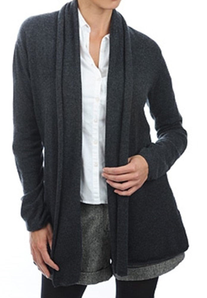 Balldiri Kaschmir Damenjacke Schalkragen 100% Kaschmir 2 - fädig - anthrazit - Balldiri