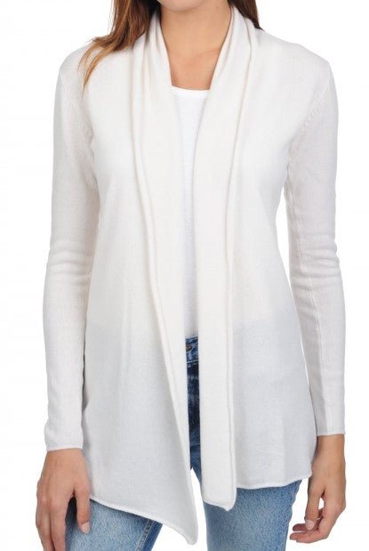 Balldiri Kaschmir Damenjacke Schalkragen 100% Kaschmir 2 - fädig - Weiß - Balldiri