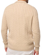 Balldiri Kaschmir Herren Polo Zopfmuster 100% Kaschmir 4 - fädig - natur braun - Balldiri