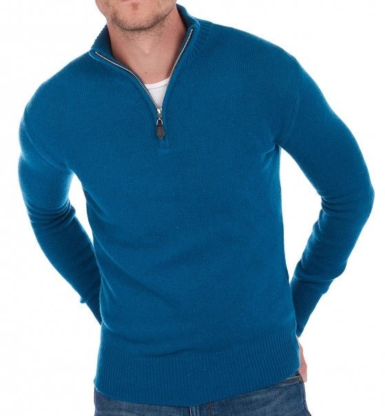 Balldiri Kaschmir Herren Troyer 100% Kaschmir 4 - fädig - leuchtendes blau - Balldiri