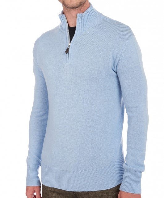 Balldiri Kaschmir Herren Troyer 100% Kaschmir 4 - fädig - himmelblau - Balldiri