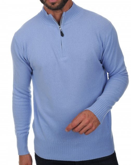 Balldiri Kaschmir Herren Troyer himmelblau 100% Kaschmir 2 - fädig Größe S - Balldiri