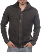 Balldiri Kaschmir Jacke Herren Strickjacke in Braun/Graubraun XL - Balldiri
