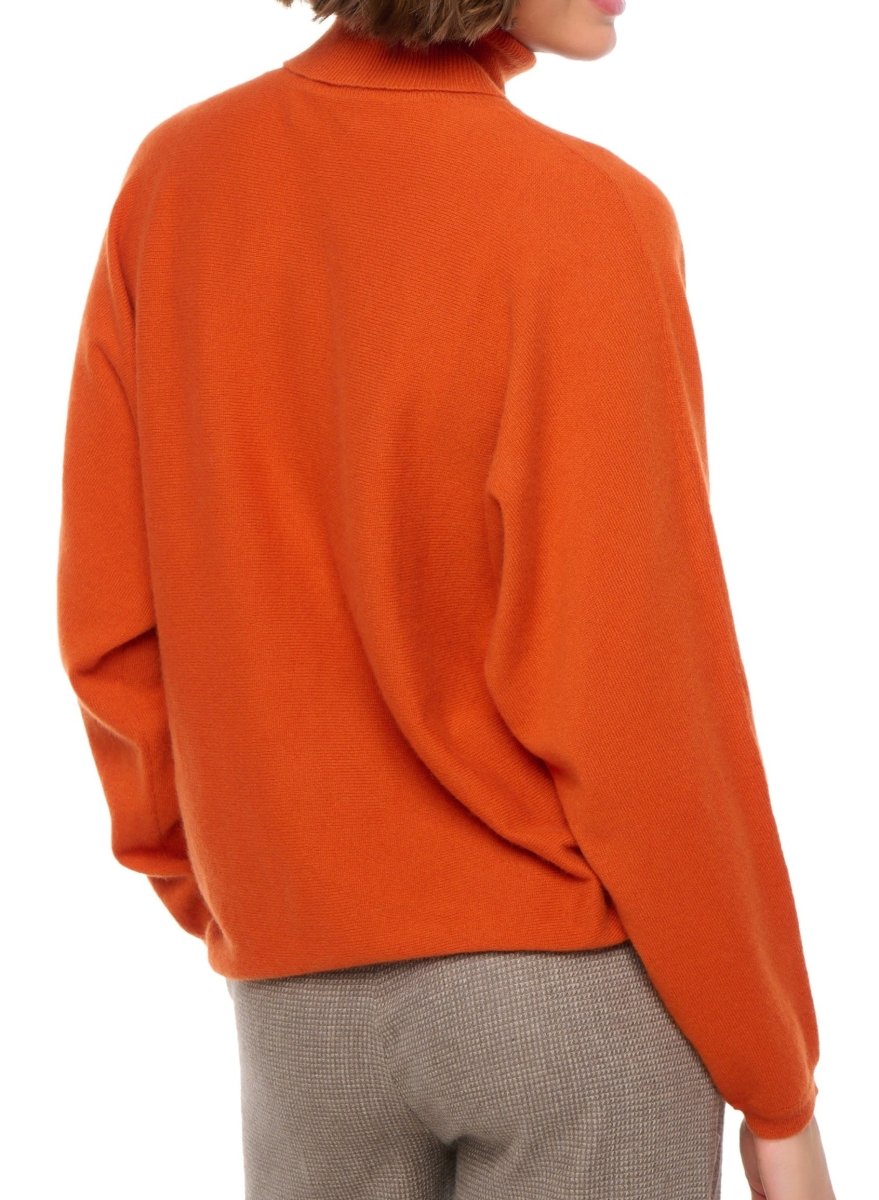 Balldiri Kaschmir Pullover Damen Fledermausärmel 100% Kaschmir 2 - fädig - orange - Balldiri