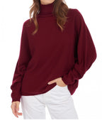 Balldiri Kaschmir Pullover Damen Fledermausärmel 100% Kaschmir 2 - fädig - bordeaux - Balldiri