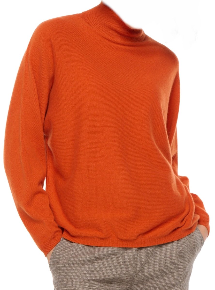 Balldiri Kaschmir Pullover Damen Fledermausärmel 100% Kaschmir 2 - fädig - orange - Balldiri