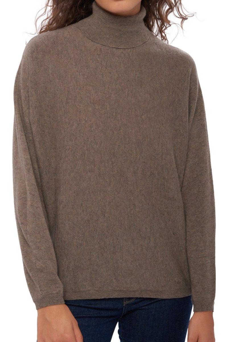 Balldiri Kaschmir Pullover Damen Fledermausärmel 100% Kaschmir 2 - fädig - graubraun meliert - Balldiri
