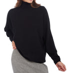 Balldiri Kaschmir Pullover Damen Fledermausärmel 100% Kaschmir 2 - fädig - schwarz - Balldiri