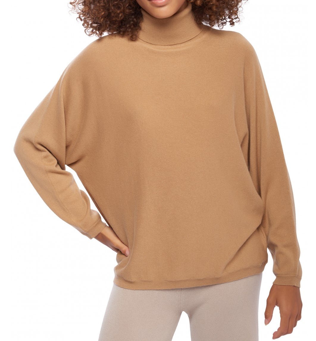 Balldiri Kaschmir Pullover Damen Fledermausärmel 100% Kaschmir 2 - fädig - camel - Balldiri