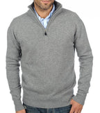Balldiri Kaschmir Pullover Herren 3XL Troyer Polo 100% 4 - fädig grau - Balldiri