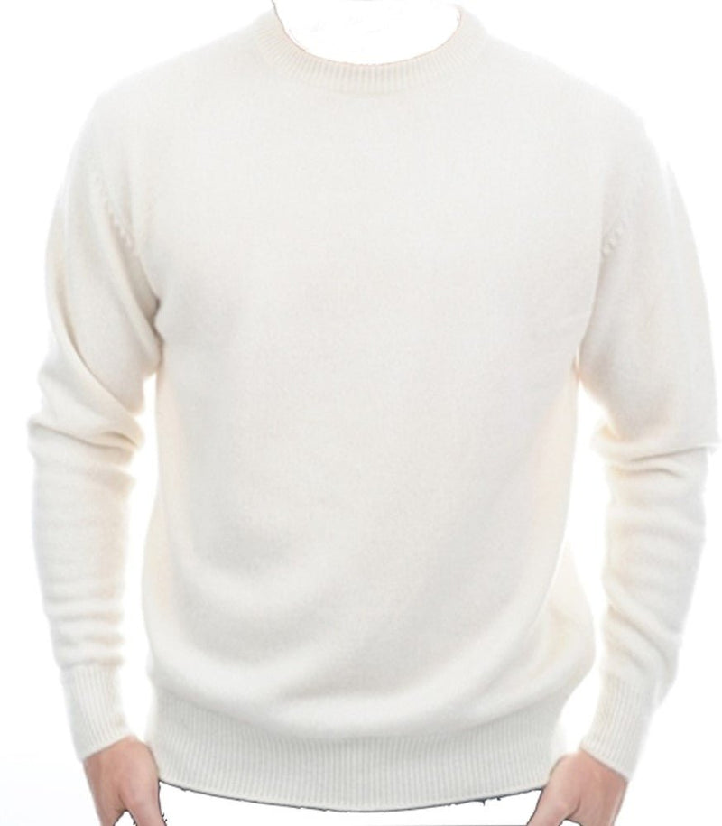 Balldiri Kaschmir Pullover Herren Ecru Rundhals 100% Kaschmir 2 - fädig L - Balldiri